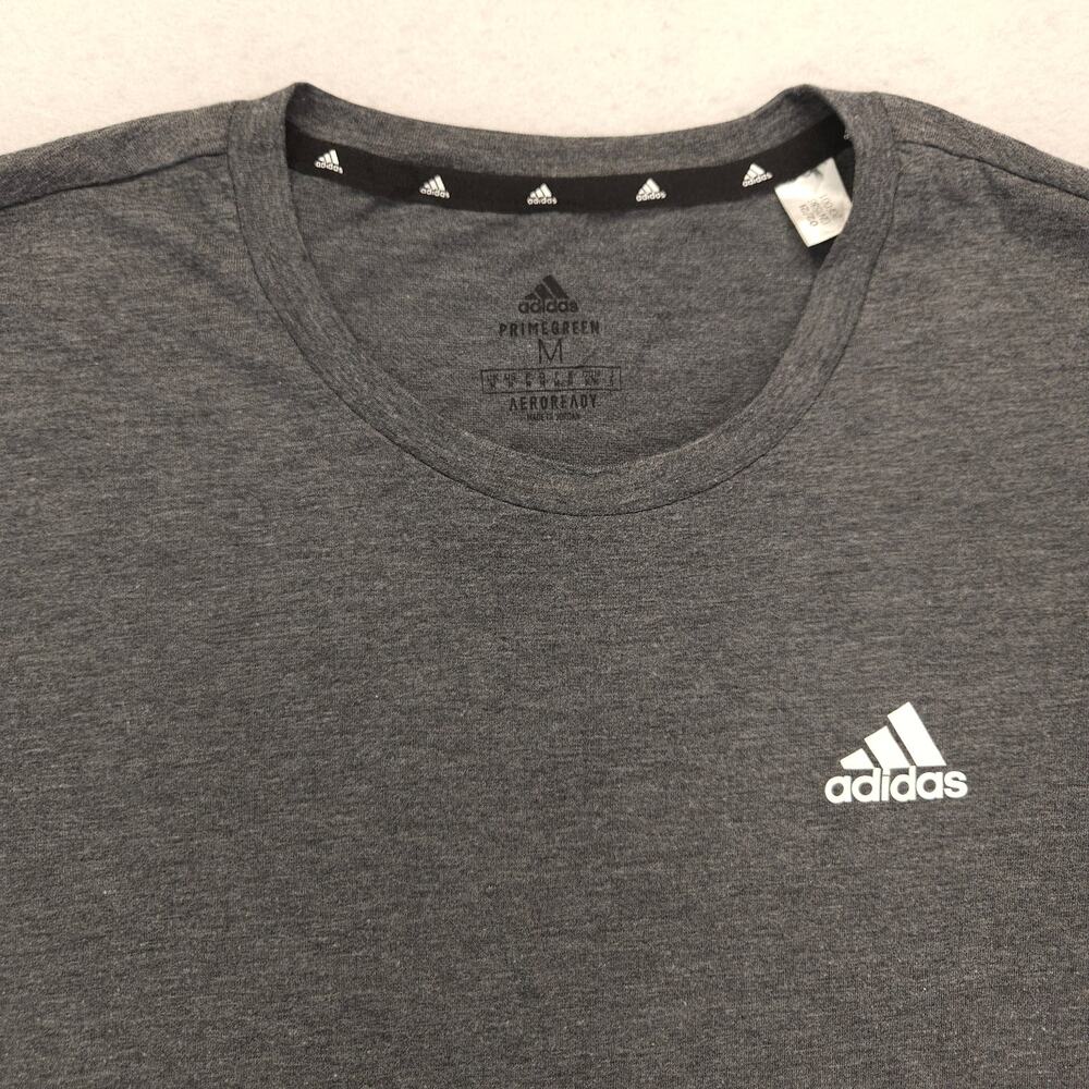 Adidas Crew Neck Short Sleeve Graphic T Shirt Mens Size Medium M Gray White